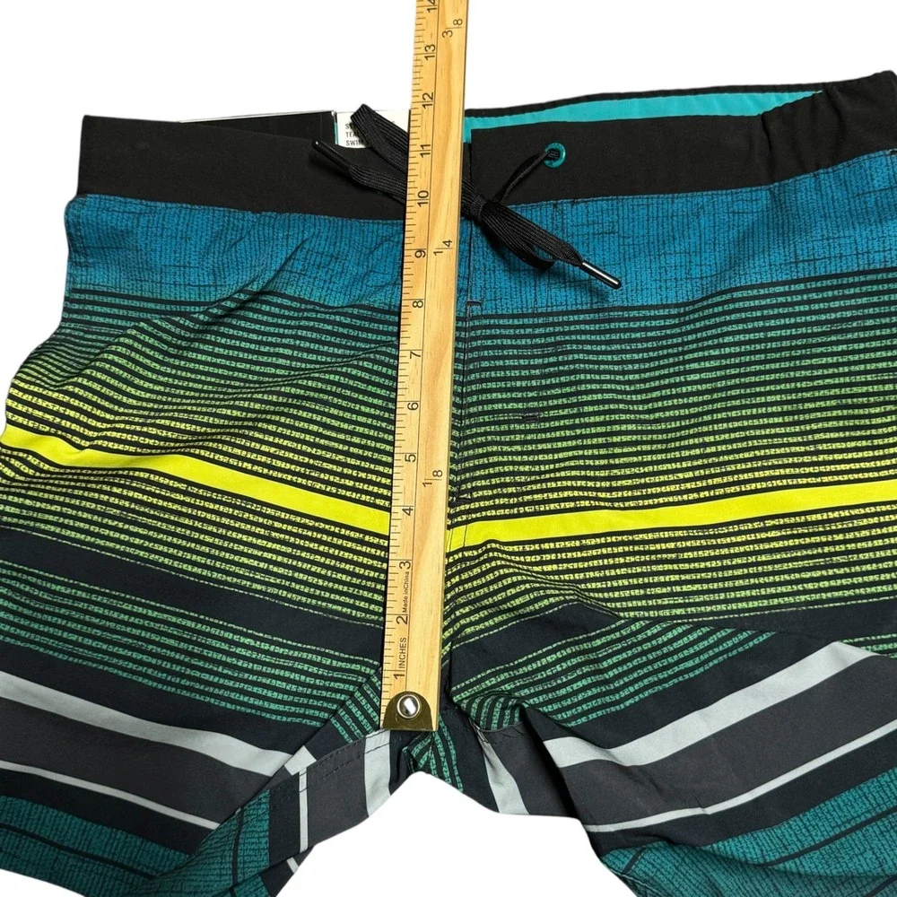 ZeroXposur Swim Trunks Men S NWT Teal Koa Striped Board Short Lined Beach Travel